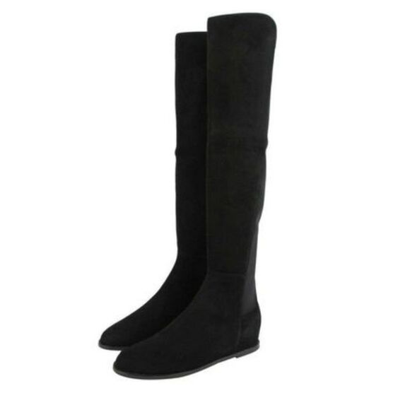 🎁NEW Stuart Weitzman Mainline Black Suede OTK Boots w/Hidden Wedge US 10🎁 - Picture 3 of 7